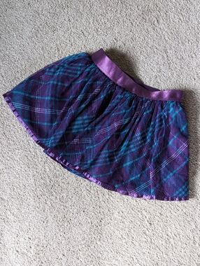 ❤️4/$20 Basic Editions Purple Plaid Circle Skirt with Teal Accent